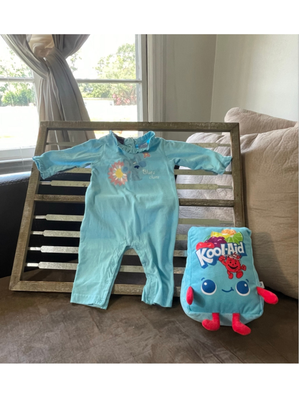 Vtg 2003 Blue's Clues Blue Long Sleeve Romper Y2k nostalgia 12 Months